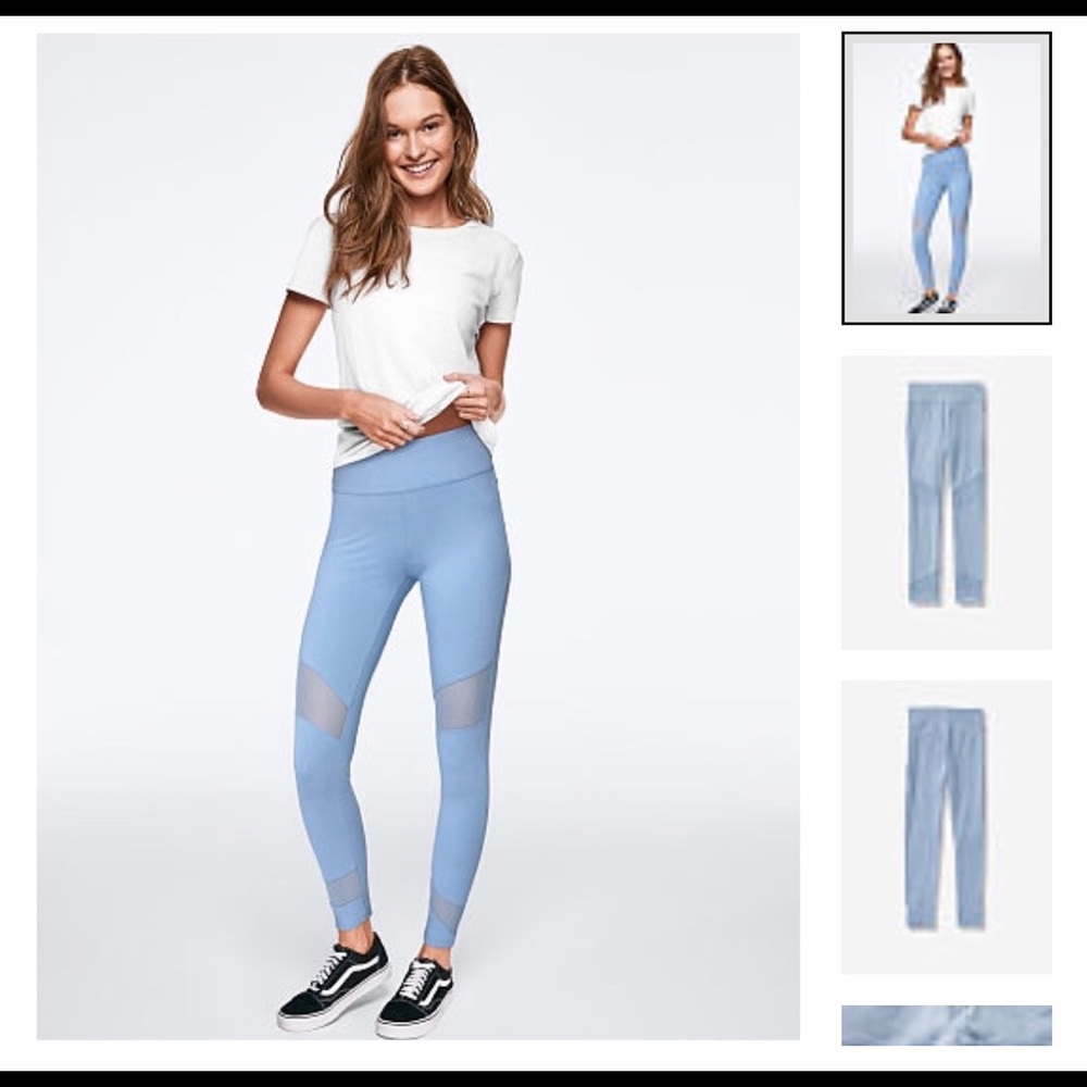 VS Pink High Wasit Cotton Mesh Legging:Blue, US M - Picture 1 of 6